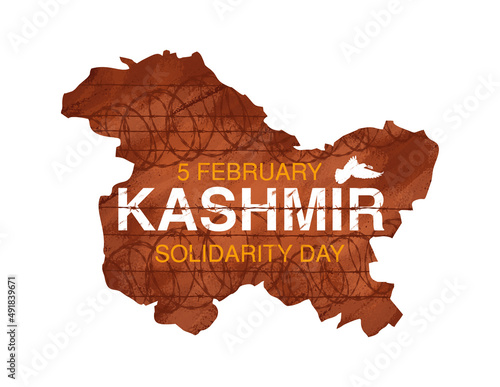 Kashmir Day 5th February Translation Kashmir Solidarity Day. Barb Wire and The Bird of Peace