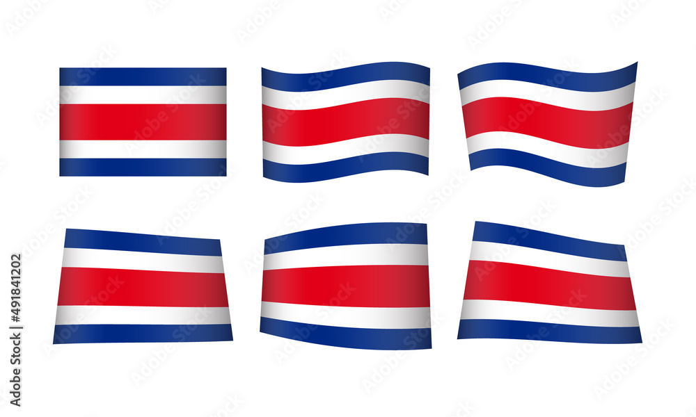 Costa Rican Flag Costa Rica National Symbol Banner Icon Vector Set