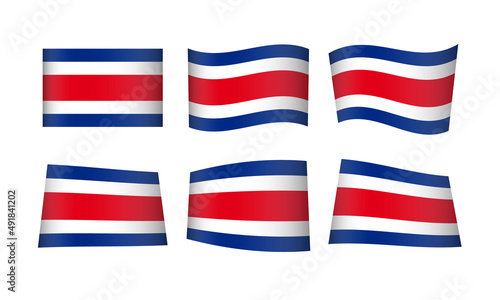 Costa Rican Flag Costa Rica National Symbol Banner Icon Vector Set Stickers Tican San José 15th September Wave Flags American South Country State Day Emblem Wavy Realistic Flag Independence Culture