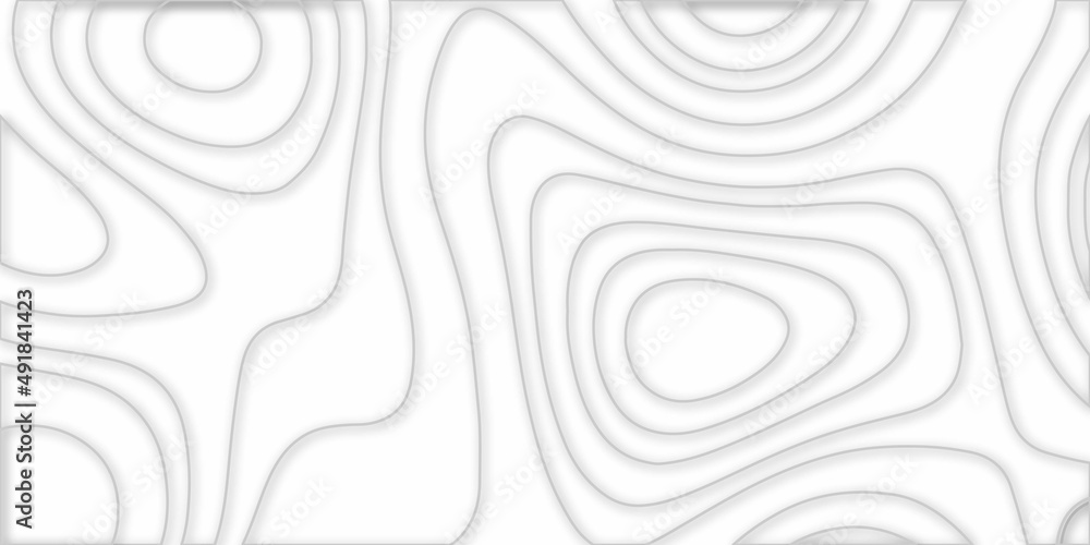 Light Topographic Map Seamless Pattern.  Black lines on white background. Vector illustration.