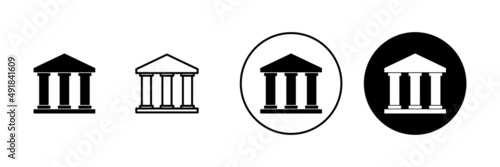 Bank icons set. Bank sign and symbol, museum, university