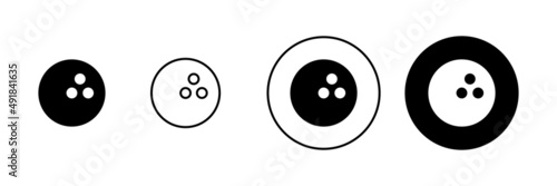 Bowling icons set. bowling ball and pin sign and symbol.