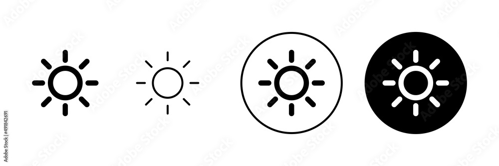 Sun icons set. Brightness sign and symbol