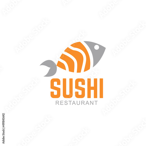 sushi fish salmon logo illustration