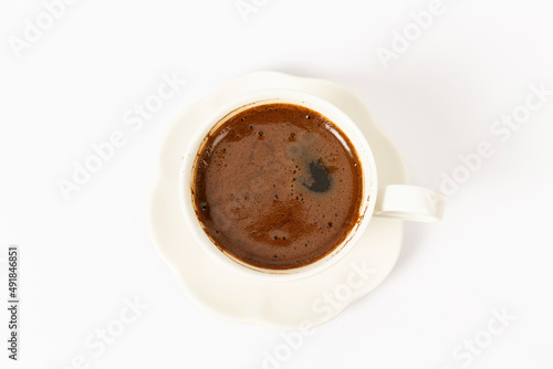 Turkish coffee cup on white background