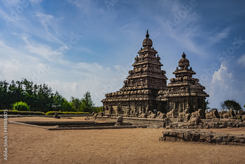 Shore temple built by Pallavas is UNESCO`s World Heritage Site located at Mamallapuram or Mahabalipuram in Tamil Nadu, South India. Very ancient place in the world.
