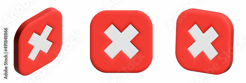 Set of red cross mark symbols icon element. Symbol No or X shape button for correct sign in square not approved