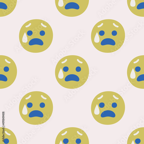 Seamless vector facial expression pattern. Repeat chat emoji background for fabric  textile  wrapping  cover etc.