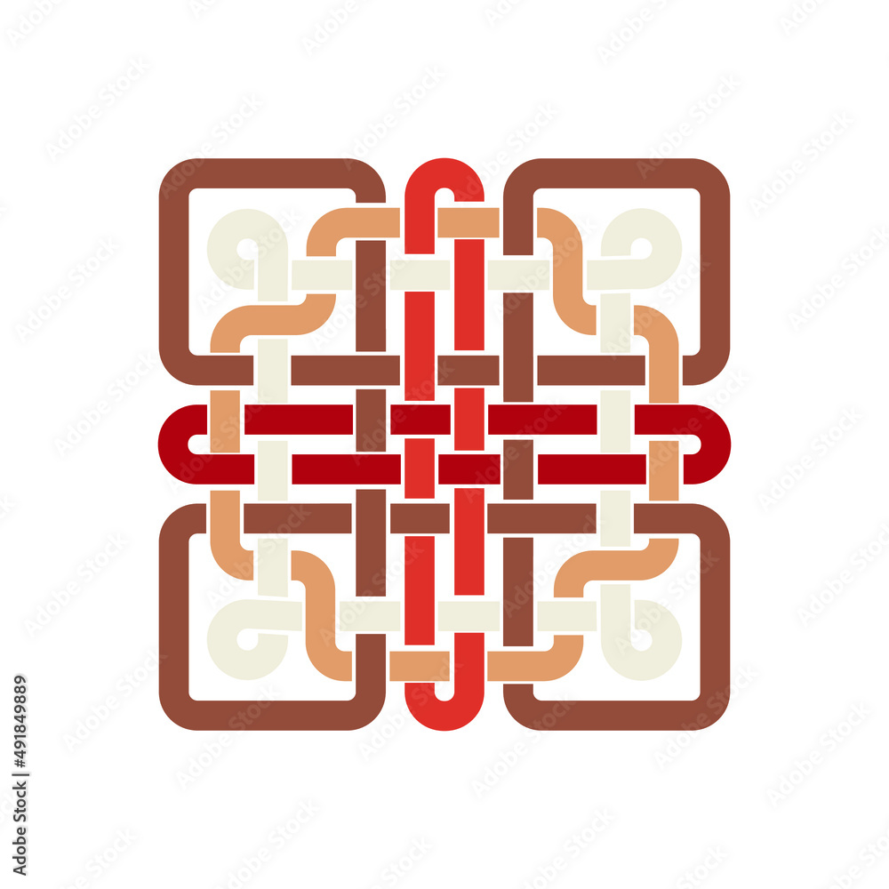 Buryat Mongolian interlaced five ribbons ornament vector illustration Buryat Mongolian interlaced five ribbons ornament vector illustration