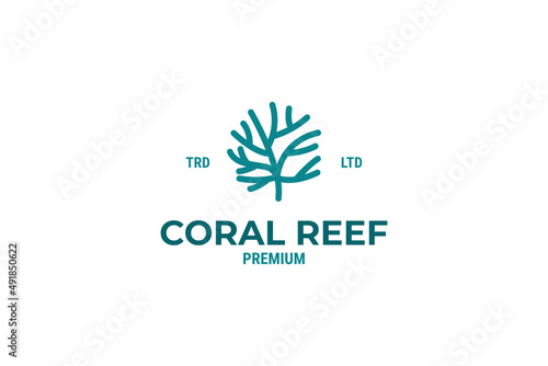 Blue coral reef logo underwater tropical design