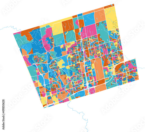 Vaughan, Canada colorful high resolution art map