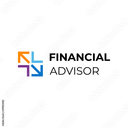 modern business Logo Design with arrow for  accounting, financial advisor, and investment. vector art illustration.