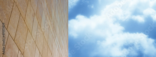 Photos New modern ventilated stone wall made with different blocks of rectangular shape