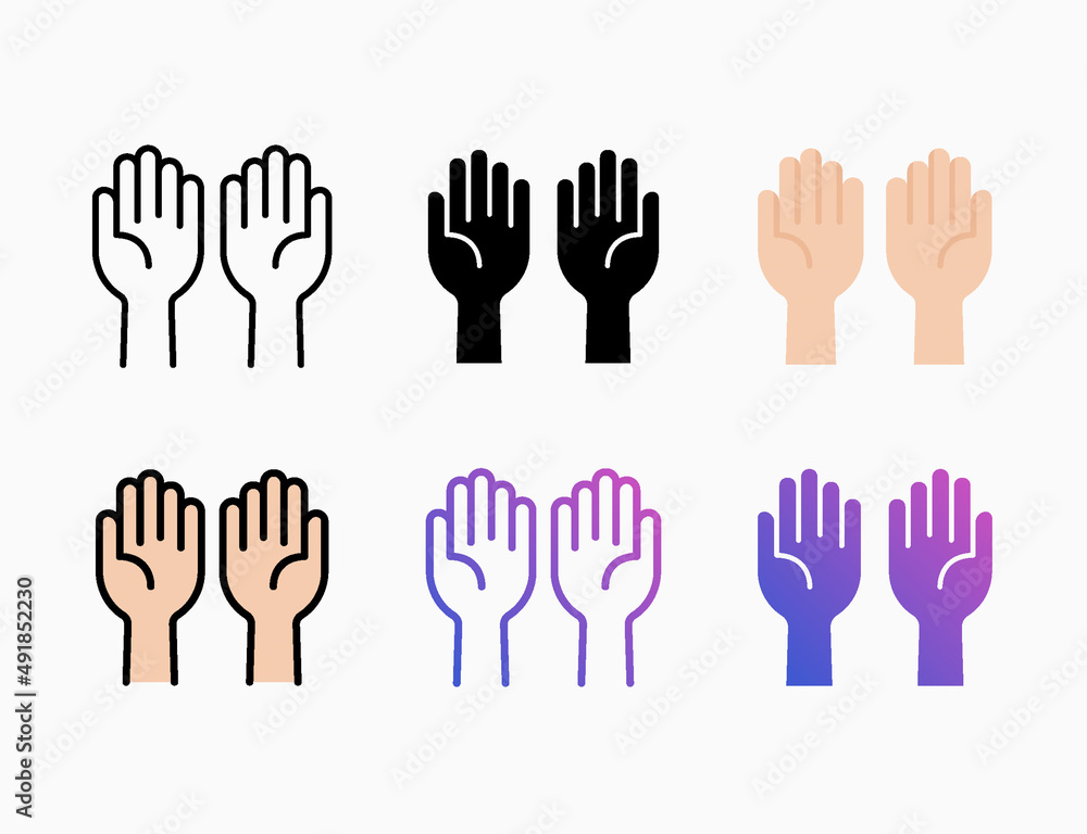 Prayer Hand icon set with different styles. Style line, outline, flat, glyph, color, gradient. Editable stroke and pixel perfect. Can be used for digital product, presentation, print design and more. Prayer Hand icon set with different styles. Style line, outline, flat, glyph, color, gradient. Editable stroke and pixel perfect. Can be used for digital product, presentation, print design and more.