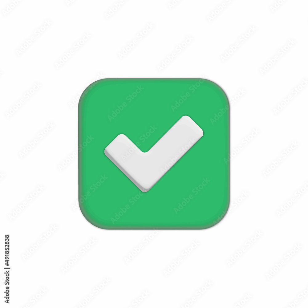Check mark icon isolated over lime green background. 3d Check mark icon isolated over lime green background. 3d