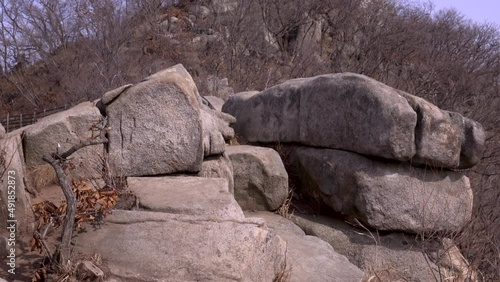 Korean traditional altar located at the top of the mountain photo