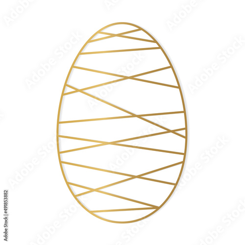 golden line easter egg - vector illustration