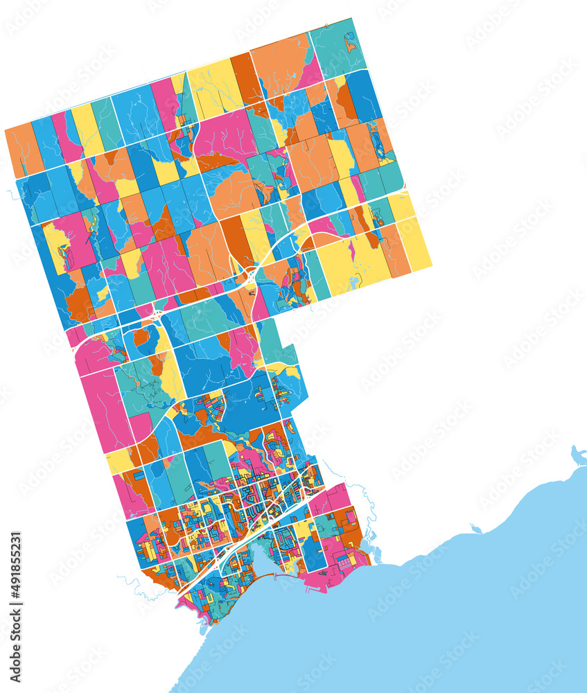 Fototapeta premium Pickering, Canada colorful high resolution art map