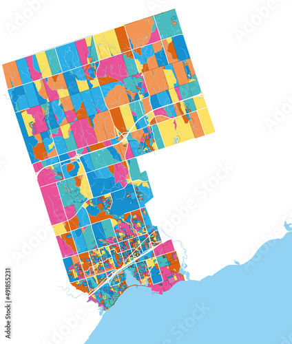 Pickering, Canada colorful high resolution art map