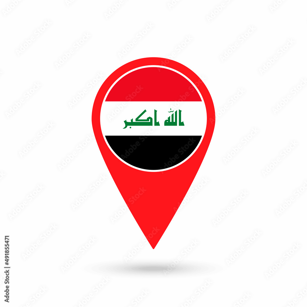 Map pointer with contry Iraq. Iraq flag. Vector illustration. Map pointer with contry Iraq. Iraq flag. Vector illustration.