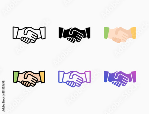 Hand shake ramadan icon set with different styles. Editable stroke and pixel perfect. Can be used for digital product, presentation, print design and more.