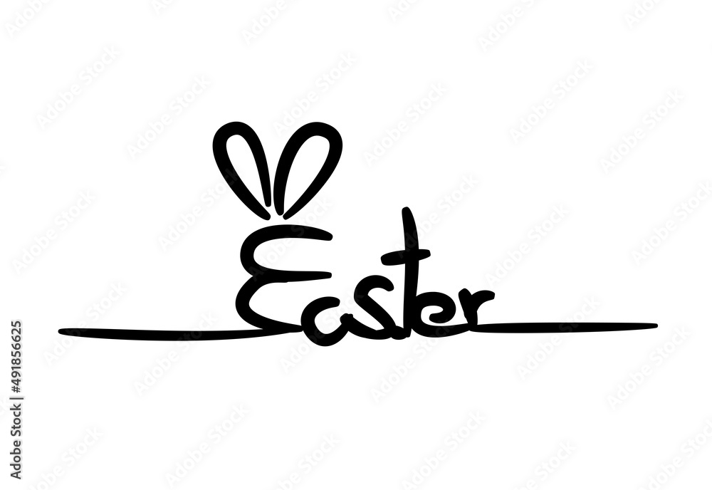 Happy Easter  hand lettering, Hand drawn vector illustration,  greeting card text template.