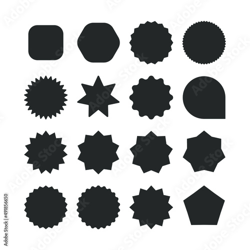 Set of vector starburst, sunburst icons. Set of price tags. Sale or discount sticker. promotional offer for purchases. Black icons on a white background. Simple vintage flat style labels, stickers.