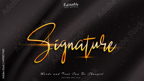 signature editable text effect with black wavy background. black silk luxury background.