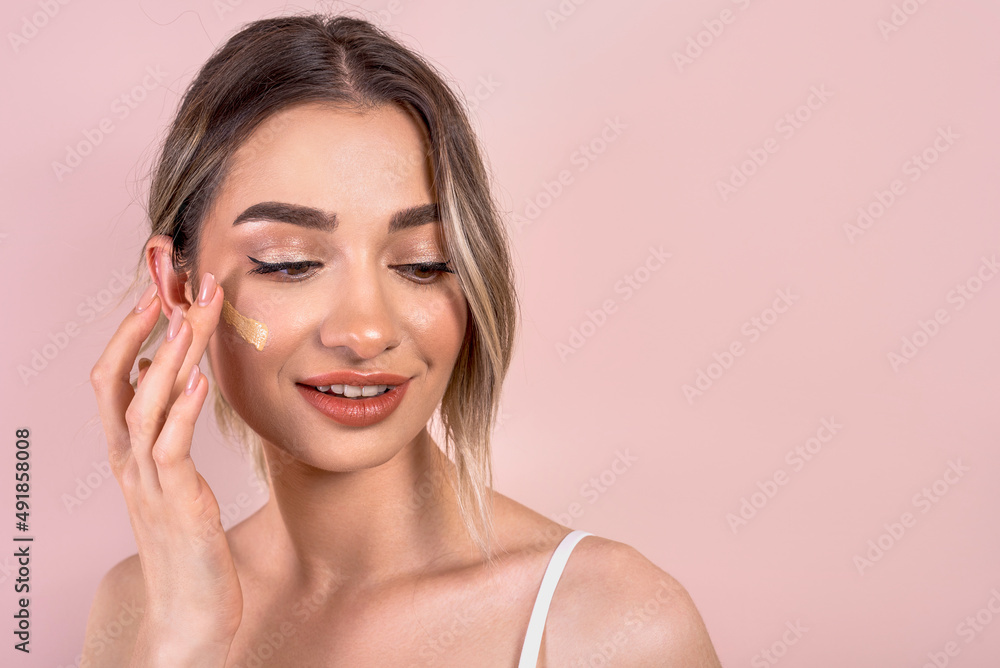 beautiful girl with light natural makeup, foundation beautiful girl with light natural makeup, foundation