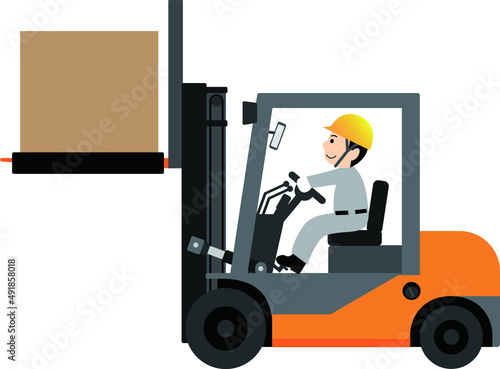 フォークリフトを運転する男性作業員