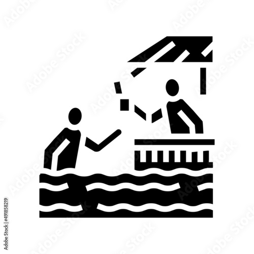 pool restaurant and bar glyph icon vector. pool restaurant and bar sign. isolated contour symbol black illustration