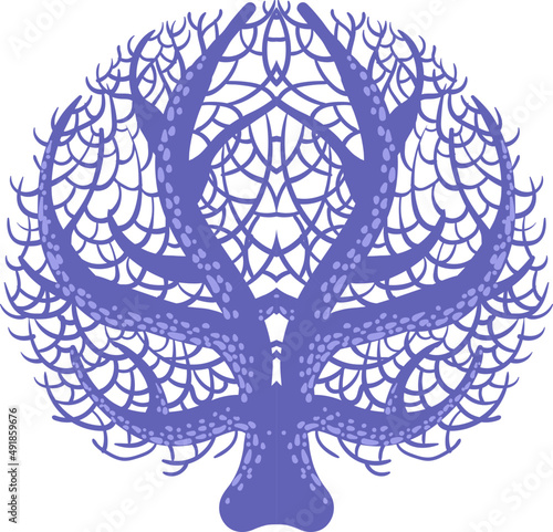 Bright Purple Coral or Anthozoa as Marine Invertebrate from Ocean Bottom and Seabed