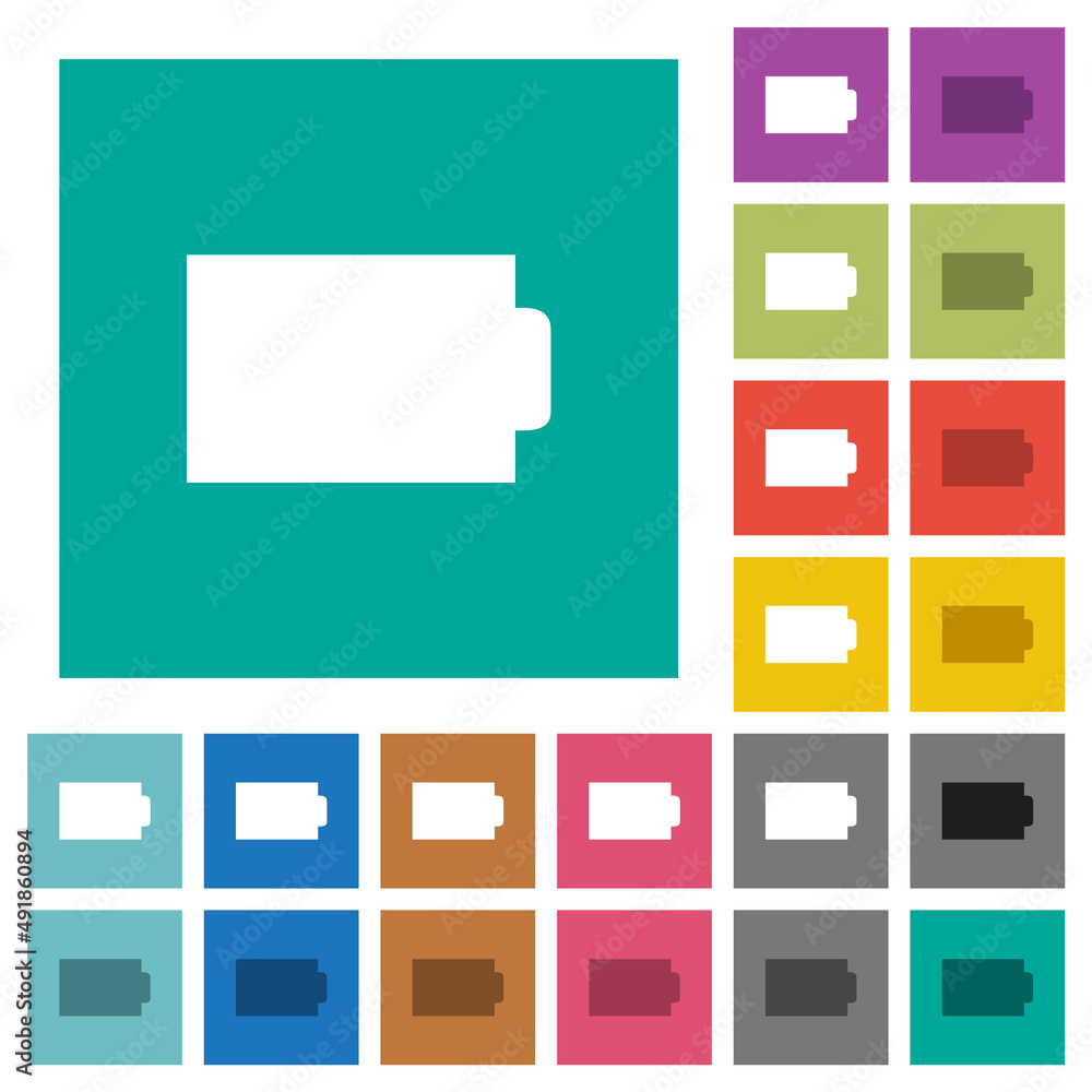 Empty battery without load units alternate square flat multi colored icons Empty battery without load units alternate square flat multi colored icons