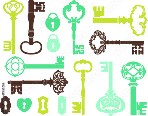 Skeleton Keys, Silhouette, Blue