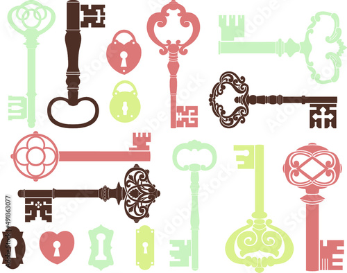 Skeleton Keys, Silhouette, Vintage