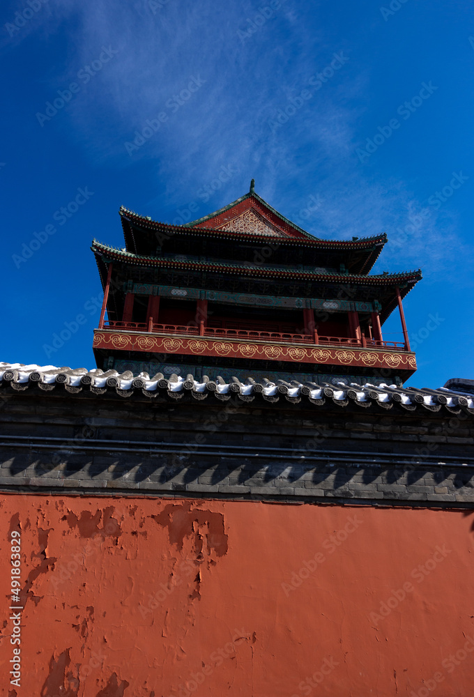 Fototapeta premium Beijing Drum Tower with blue sky