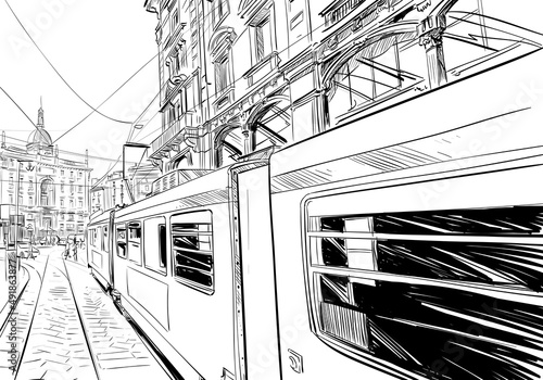 Milan. Italy. Hand drawn sketch. Vector illustration.