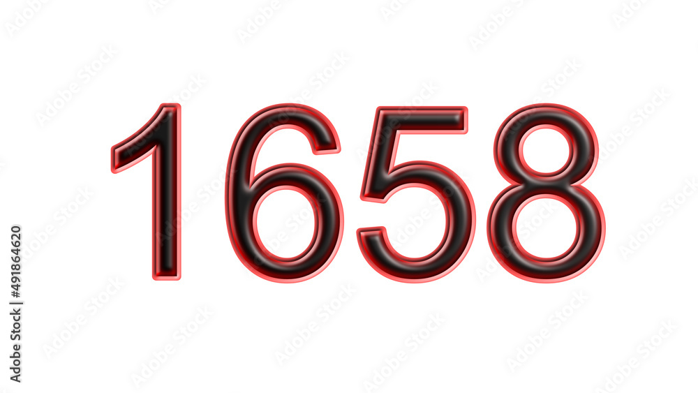red 1658 number 3d effect white background red 1658 number 3d effect white background