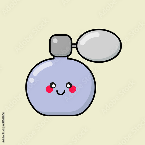 Fashion, beauty, make up, cosmetics, fashion thing patch, badge, sticker. Cute cartoon perfume icon in kawaii style. Vector asian japanese isolated illustration