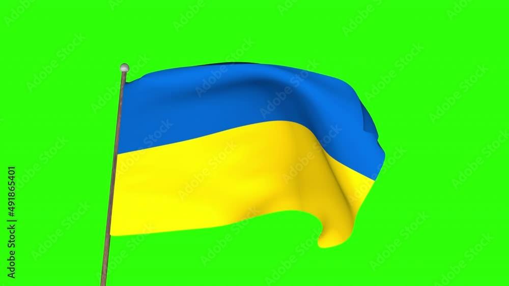 Animation of the UKRAINE flag. Ukraine flag waving on green screen ...