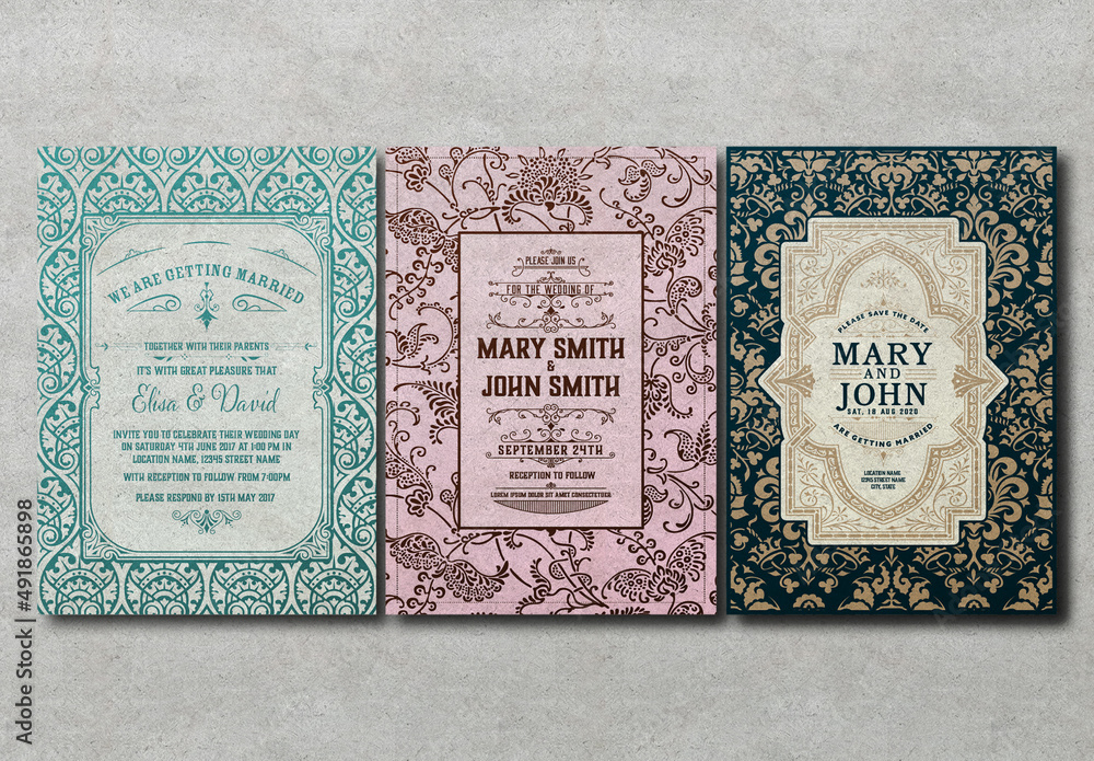Wedding Cards Set Template Stock Template | Adobe Stock