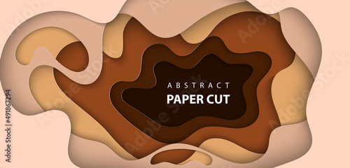 Vector background with inclusion or diversity different skin color paper cut shapes. 3D abstract paper art style, design layout for flyers, posters, prints, decoration, cards, brochure cover
