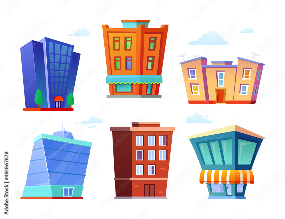 Fototapeta premium City buildings - modern flat design style object set