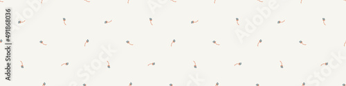 Gender neutral sprigged foliage seamless vector border. Simple whimsical botanical 2 tone pattern. Kids nursery wallpaper or scandi ribbon