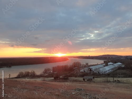 sunset over the river