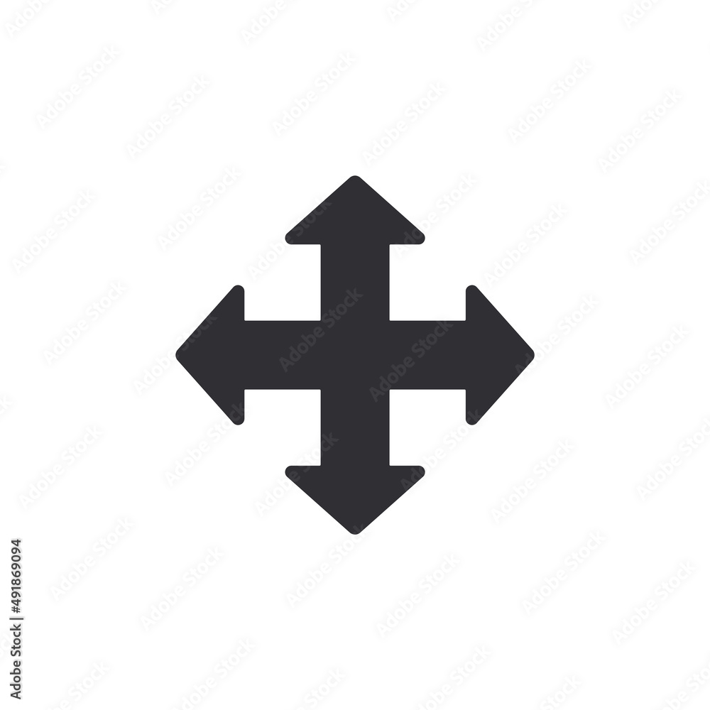 Fototapeta premium Move icon. Logo template. Extend. Resize icon. Enlarge button. Crossroads. Direction movement. Move symbol. Repulse icon. Push away sign. Direction arrows. Arrows. Traffic indicators. Drag and drop.