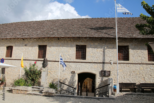 Monastery of the Holy Cross or Timios Stavros Monastery in Omodos, Cyprus.  Omodos is a village in the Limassol district in the Troodos Mountains on the island of Cyprus. photo