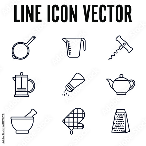 Kitchen and Cooking set icon symbol template for graphic and web design collection logo vector illustration