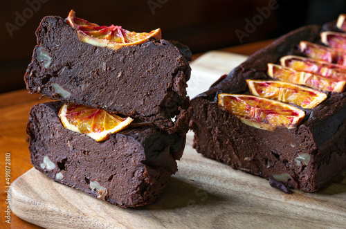 Healthy chocolate and blood orange brownie