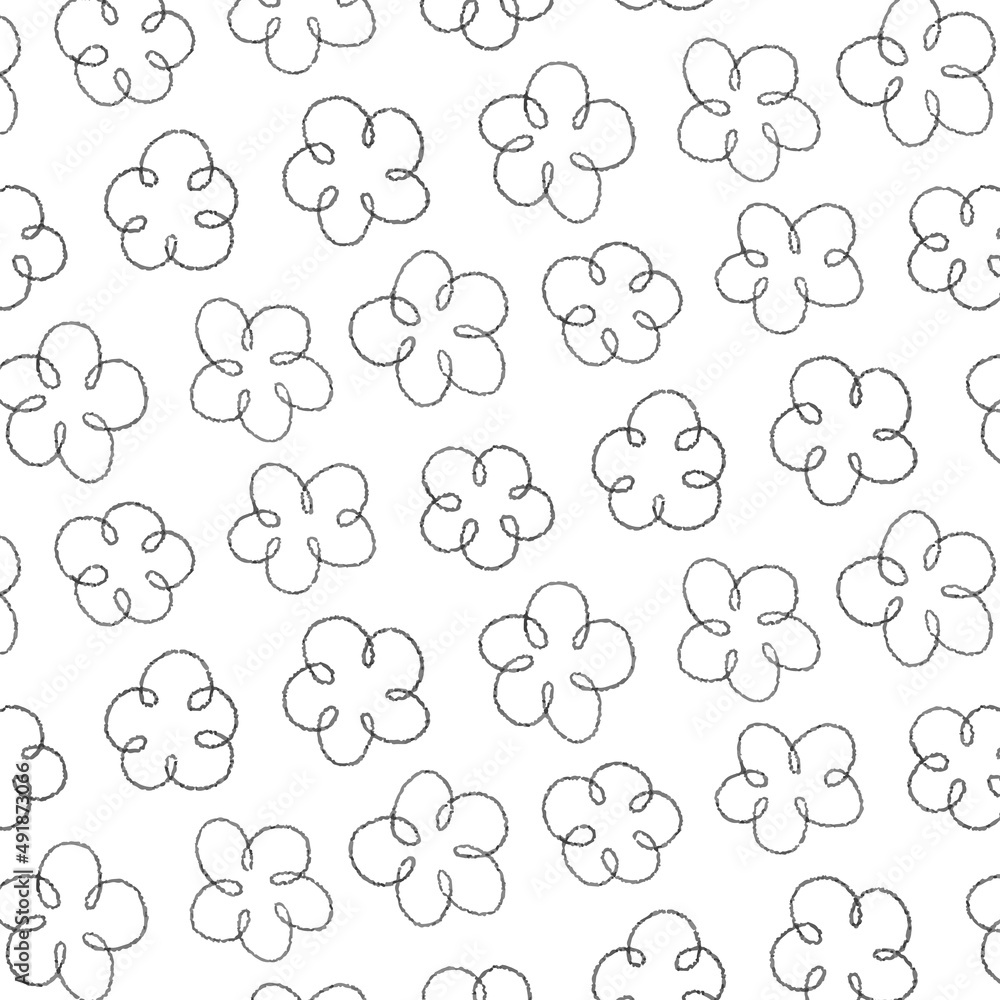 Drawing flower pattern for textile, fabric,wrapping paper. Hand drawn sketch illustration in vector.
